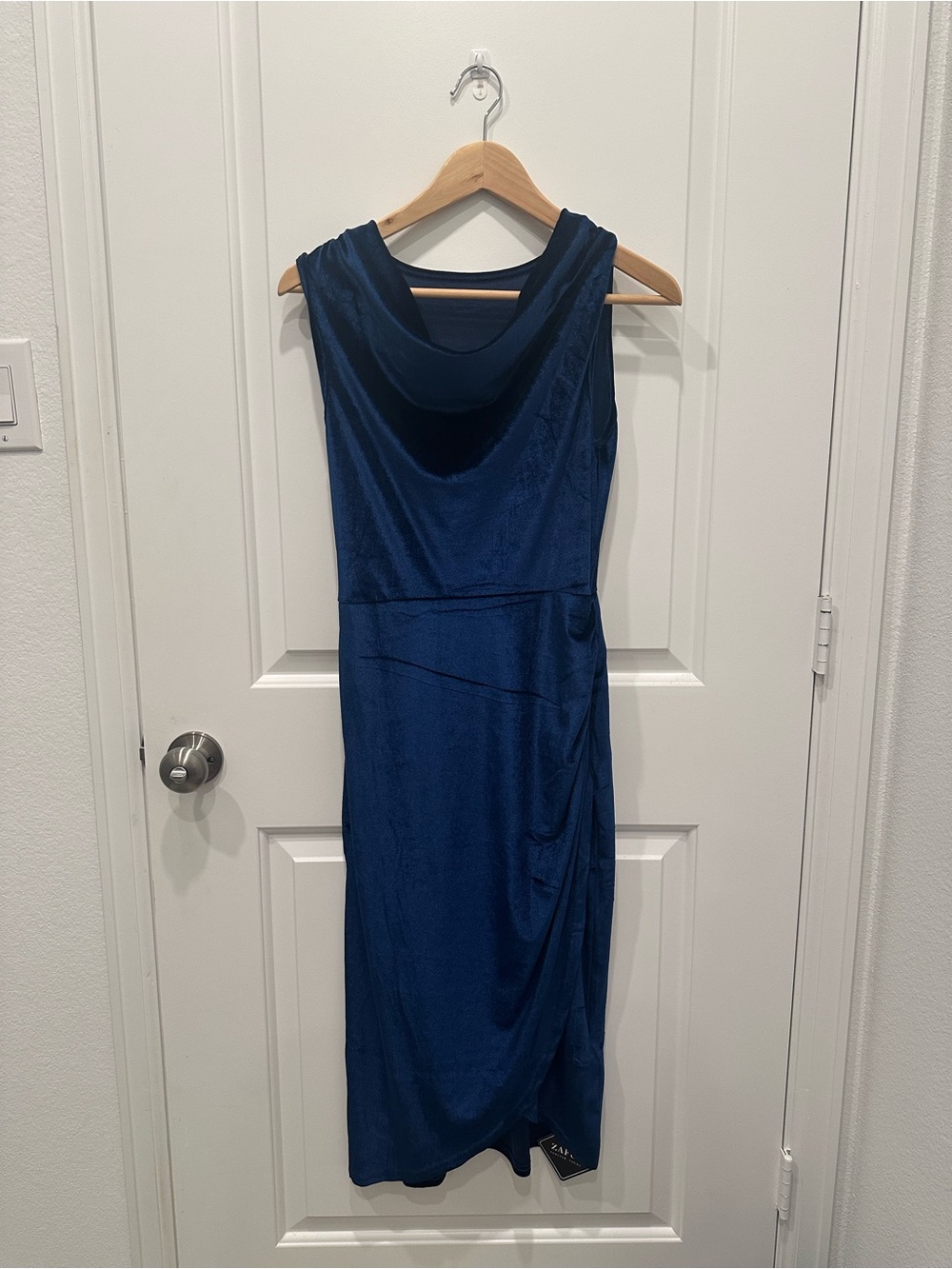 Zaful Deep Blue Cowl Midi Dress